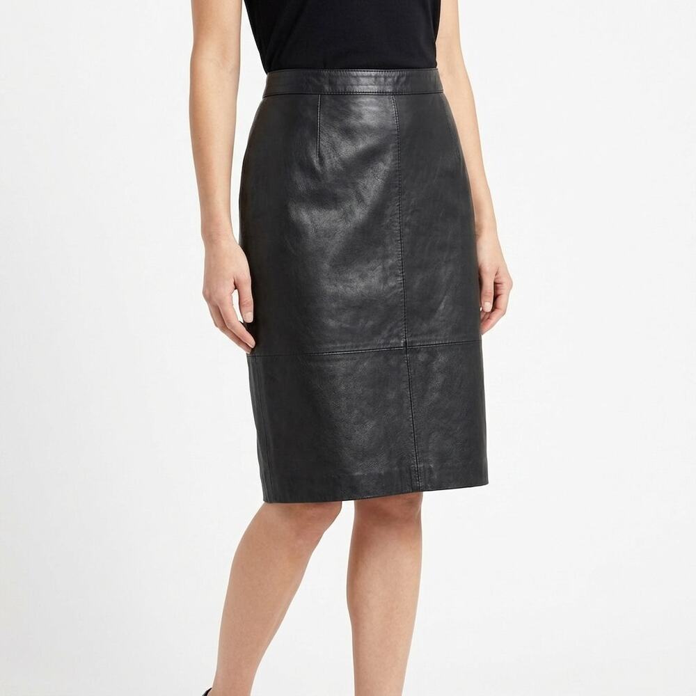 Newport News Pieta Black Pencil Knee Length Lined Skirt Women Size 6